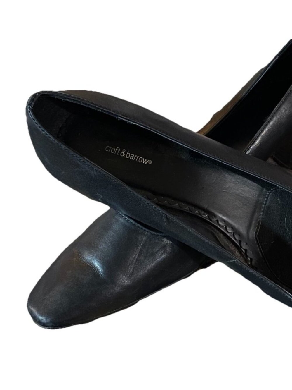Croft Barrow Black Leather 3" Heels Pump 11M Classic Square Toe Cushioned - Picture 3 of 4